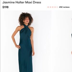 Show Me Your Mumu Jasmine Maxi in Deep Emerald Luxe Satin size XS
